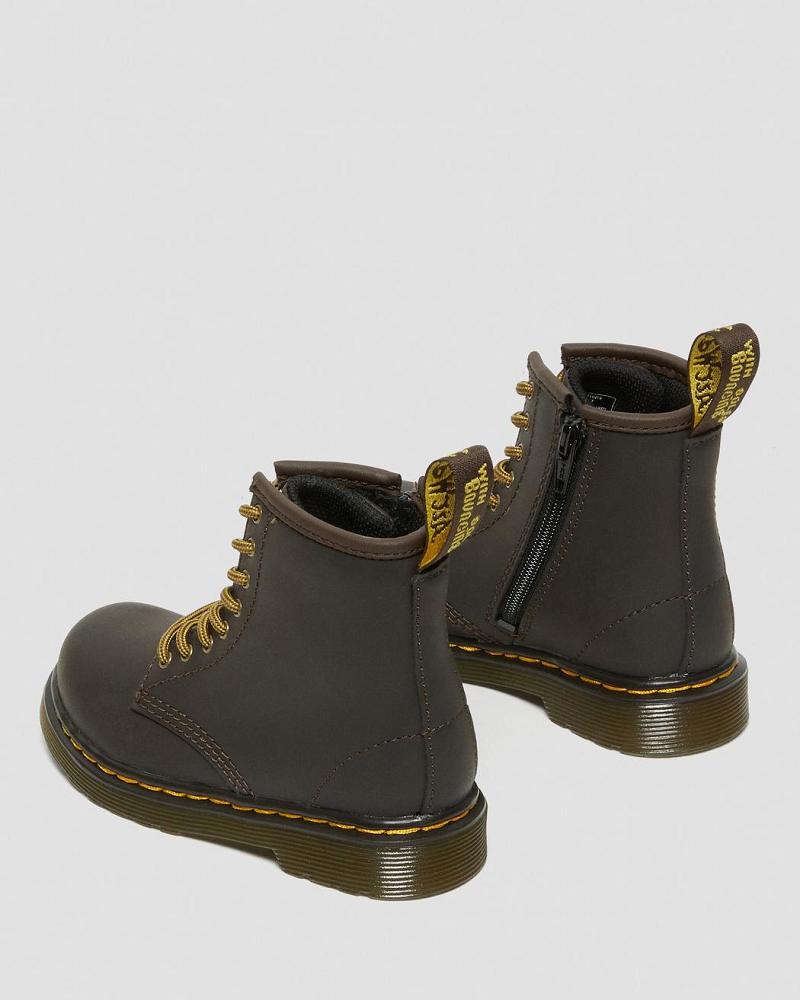 Dark / Brown Kids' Dr Martens Toddler 1460 Wildhorse Leather Lace Up Boots | CA 706OKI